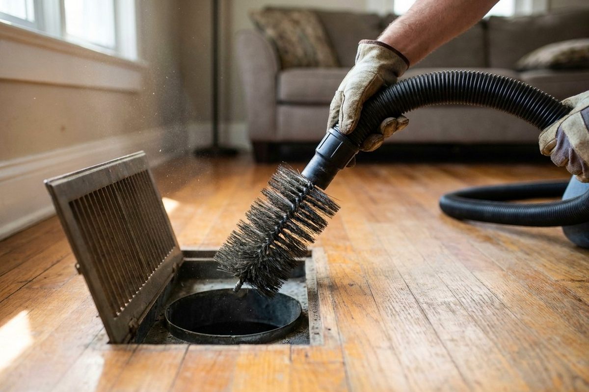Duct Cleaning technician at work