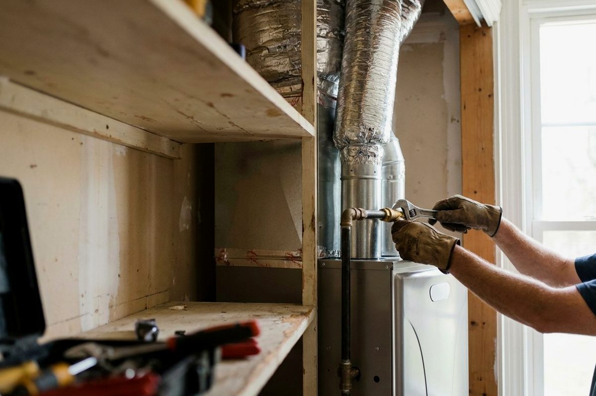 Furnace Installation technician at work