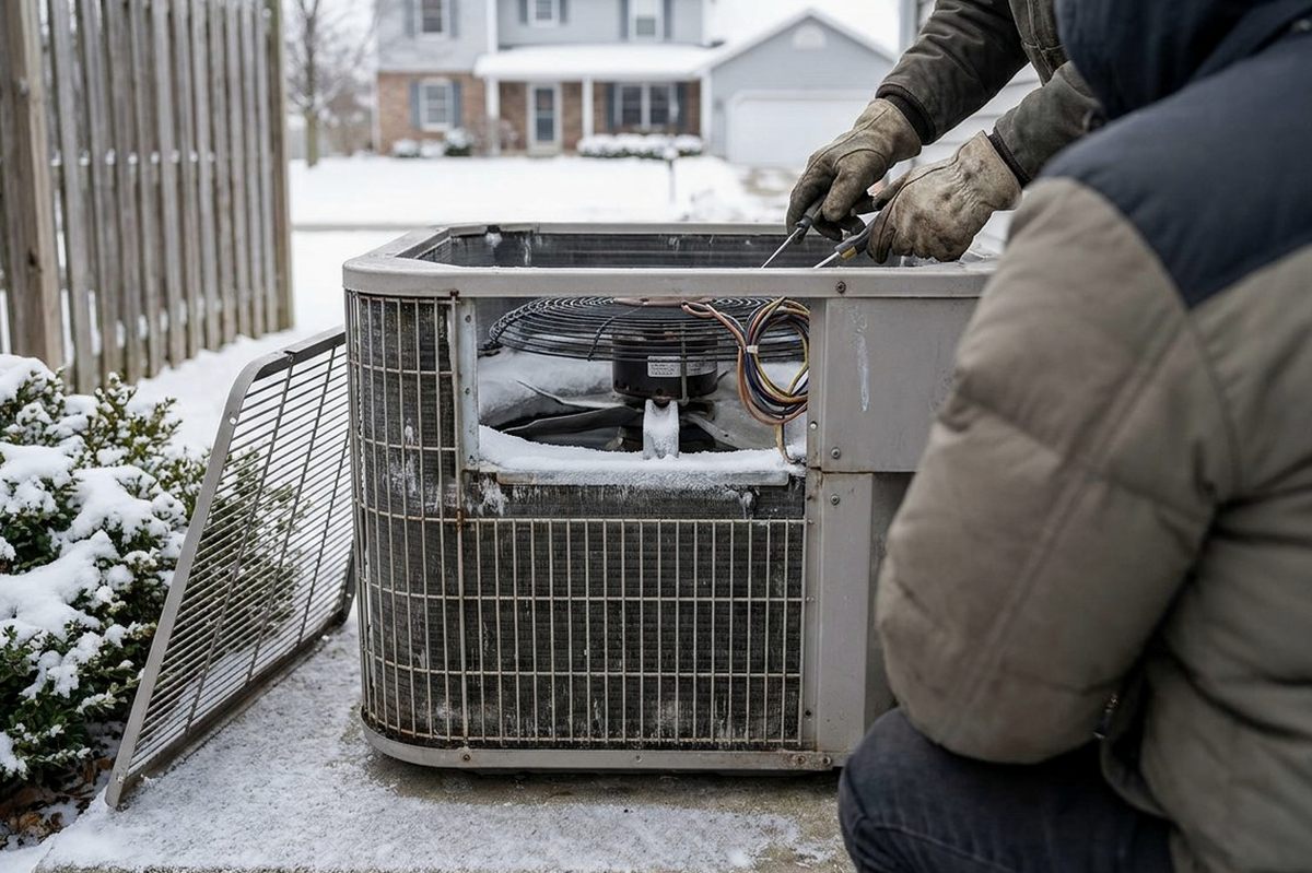 Heat Pump Repair technician at work